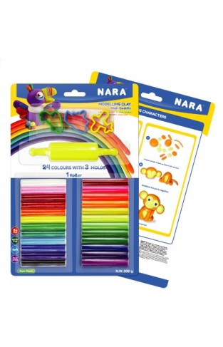 Nara Modelling Clay 24 Colours With 3 Cutters And 1 Roller